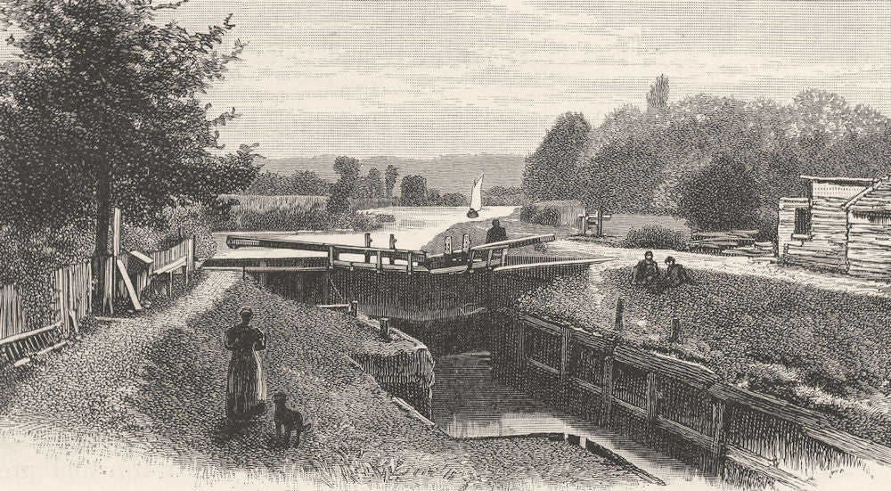 BERKSHIRE. Old Windsor lock 1901 antique vintage print picture